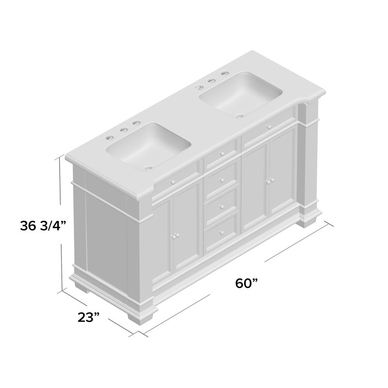 Three Posts™ Merrimack 60'' Freestanding Double Bathroom Vanity with